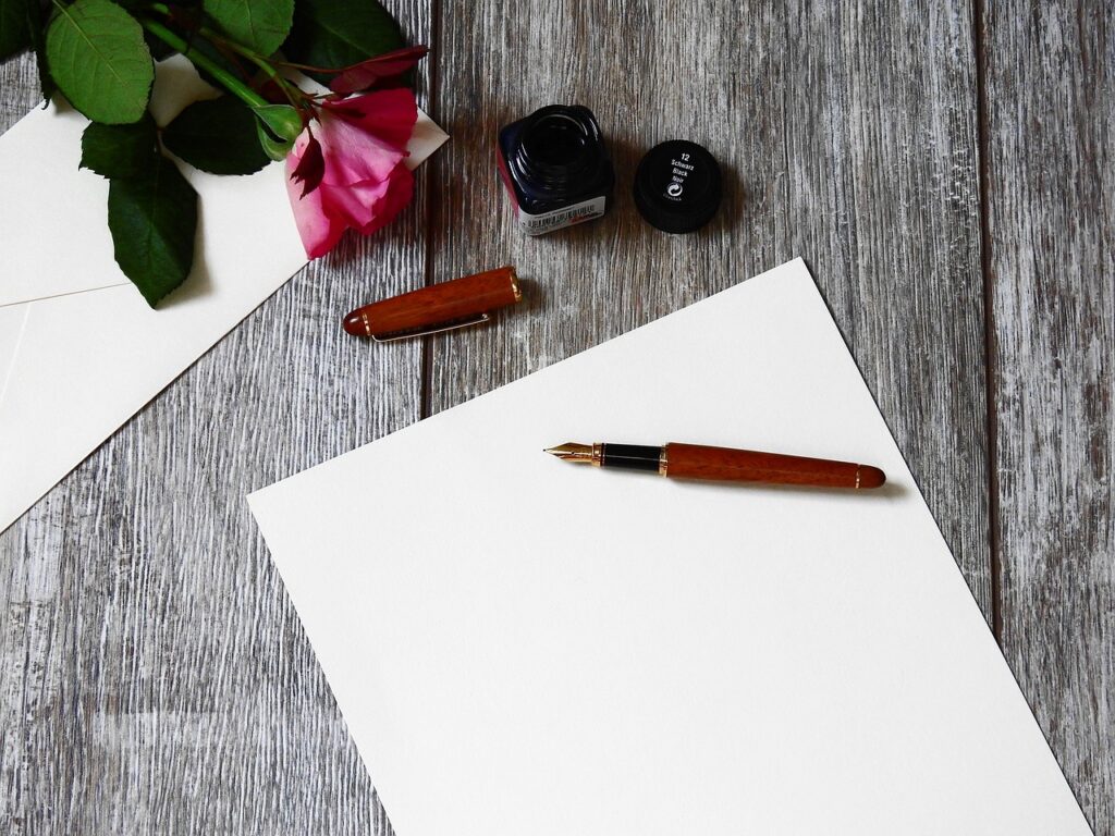 belle lettre d'amour touchante au stylo plume