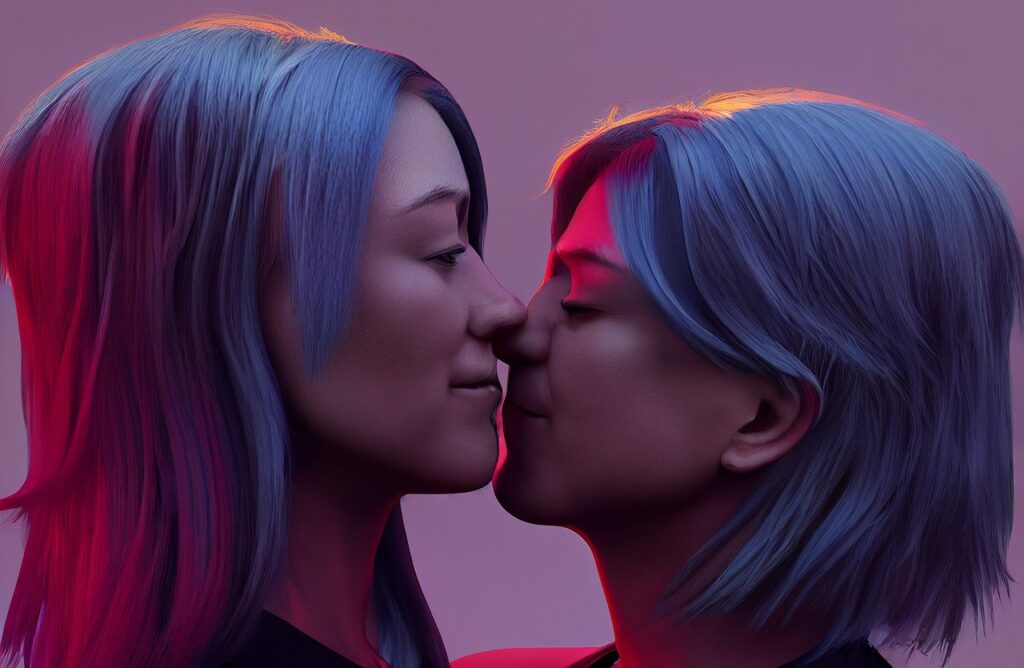 couple d'homosexuelle s'embrassant tendrement
